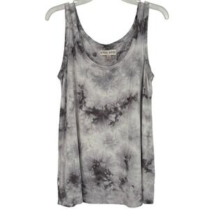Knox Rose Gray White Tie Dye Tank Top Sleeveless Womens S Oversized Boho Hippie